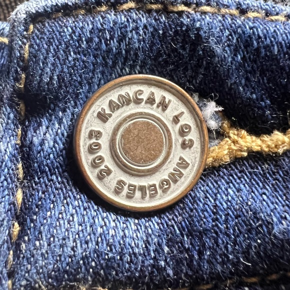 Kancan Dark Wash 4-Button Fly Ankle Length Skinny Jeans, Raw Hem, Size 11/29 - Picture 9 of 11